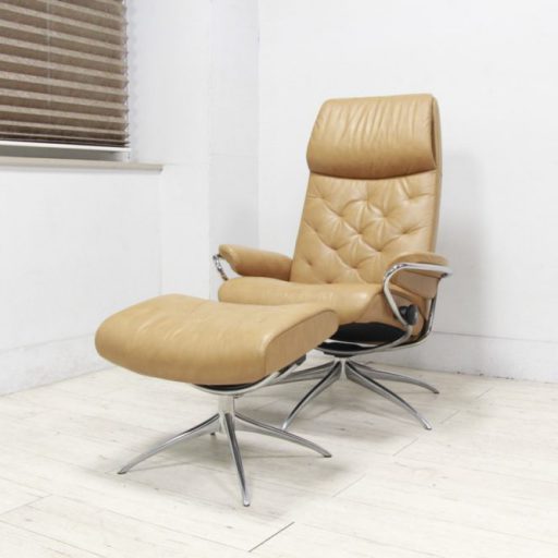 EKORNES エコーネス リクライニングチェア Stressless Metro ストレスレス メトロ ハイバック Mサイズ オットマン付 総革 買取