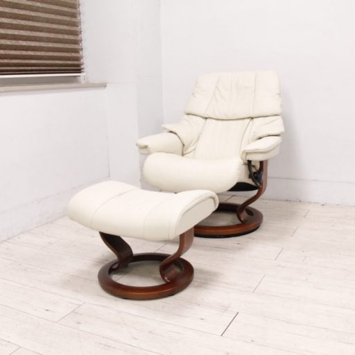 EKORNES エコーネス ストレスレスチェア Reno レノ Mサイズ オットマン付 総革