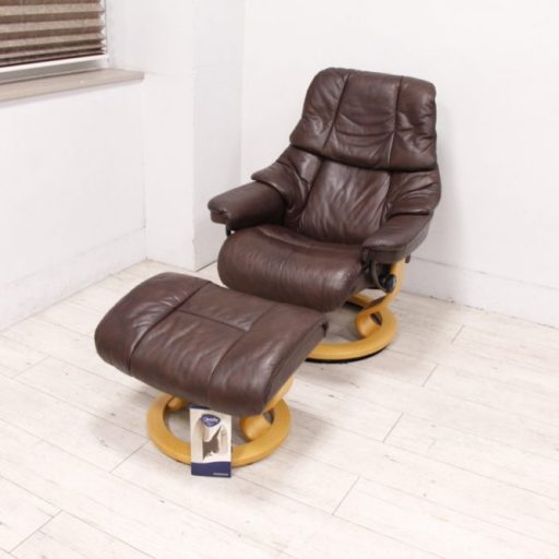 EKORNES エコーネス ストレスレスチェア Reno レノ Sサイズ オットマン付 総革