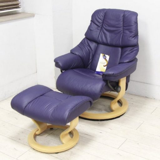 EKORNES エコーネス リクライニングチェア Reno レノ Sサイズ ストレスレスチェア オットマン付 総革