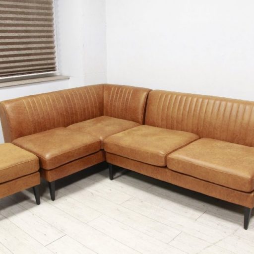 CRASH GATE クラッシュゲート コーナーソファセット GRESS SOFA グレス キャメル レザーテックス オットマン付