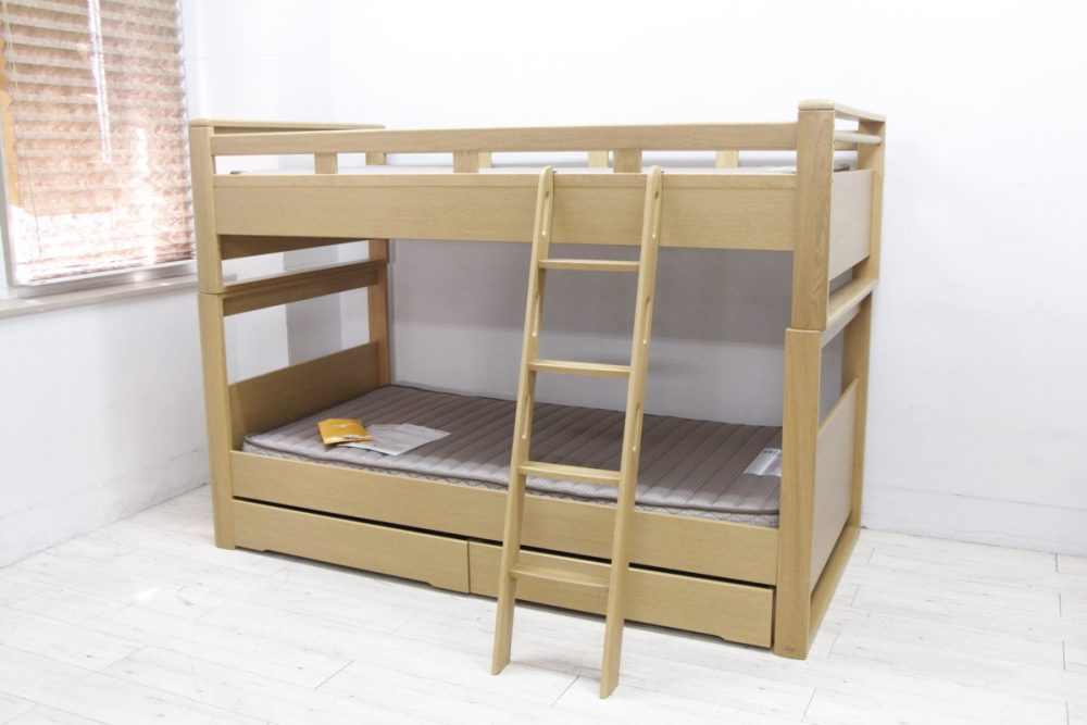 浜本工芸 2段ベッド ナチュラルオーク マットレスセット