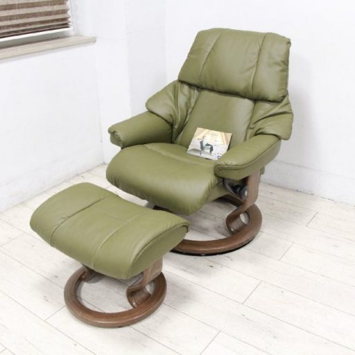 EKORNES エコーネス ストレスレスチェア Reno レノ Mサイズ オットマン付 総革